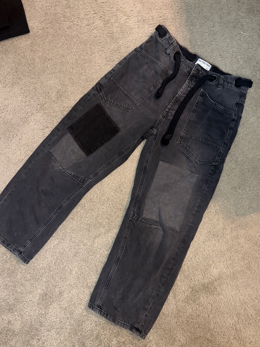 We The Free Dark Gray Patchwork Cargo Pants